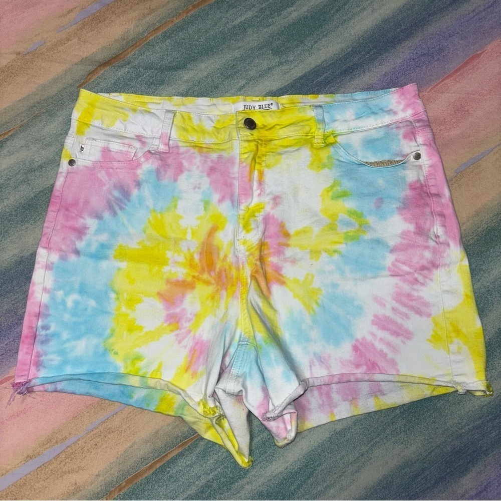 Judy Blue Swirl Tie Dye High Rise Denim Shorts Womens Size 2XL